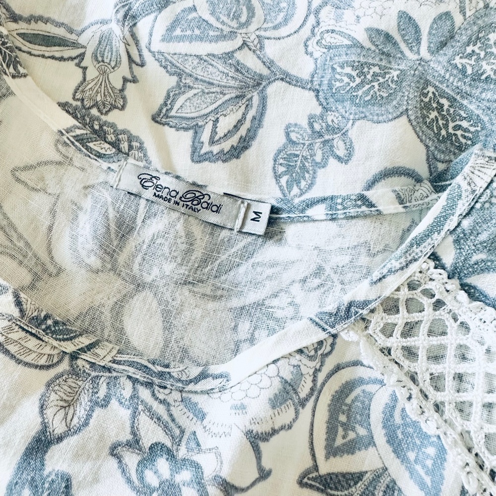 Elena Baldi Linen Floral Lace Top - Picture 5 of 7